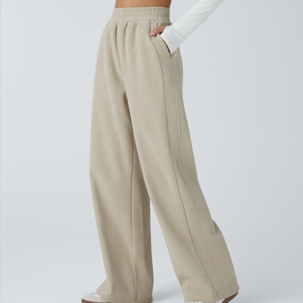 HALARA Almond Milk Wide Leg Pants with High Waist and Relaxed Fit